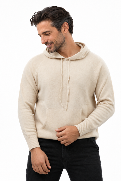 Pause Natural – Felpa in maglia con cappuccio unisex – Beige naturale – Vista G146 [ND-1326-C10279]