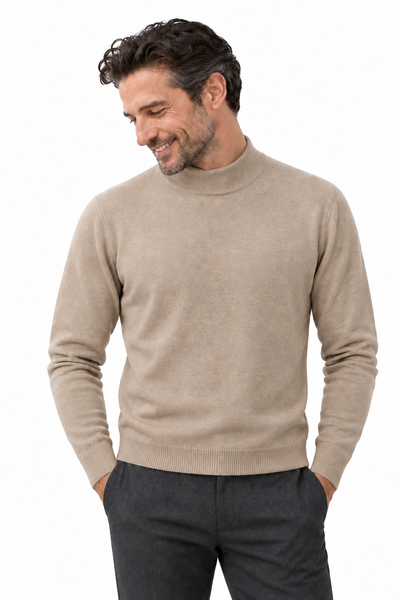 Contour Natural – Maglia a collo alto da uomo – Marrone chiaro naturale – Su un modello Aura [ND-1329-C9731]