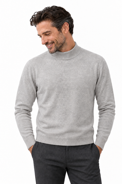 Contour Natural – Maglia a collo alto da uomo – Grigio chiaro naturale – Su un modello Aura [ND-1329-C9732]