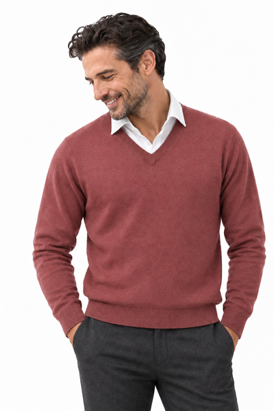 Angle – Maglia con scollo a V da uomo – Rosa antico – Su un modello Aura [ND-1379-C9580]
