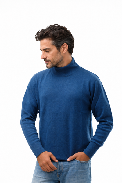 Contour – Maglia a collo alto da uomo – Blu denim – Vista G003 [ND-1381-C9681]