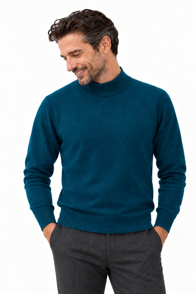 Contour – Maglia a collo alto da uomo – Petrolio scuro – Su un modello Aura [ND-1381-C9689]