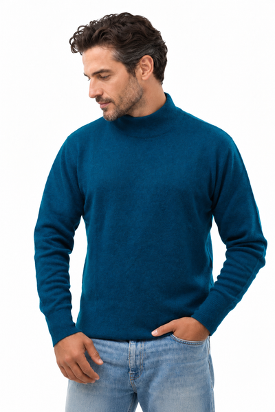 Contour – Maglia a collo alto da uomo – Petrolio scuro – Vista G002 [ND-1381-C9689]