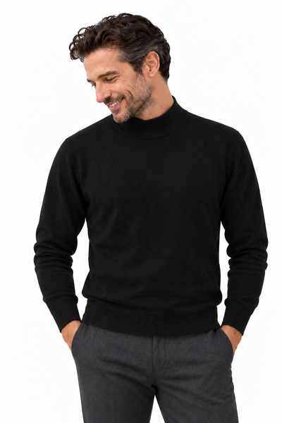 Contour – Maglia a collo alto da uomo – Nero – Su un modello Aura [ND-1381-C9695]
