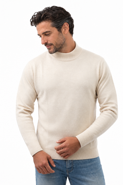 Contour – Maglia a collo alto da uomo – Bianco avorio – Vista G001 [ND-1381-C9714]