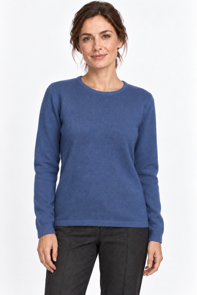 Circle – Maglia a girocollo da donna – Blu denim – Su un modello Aura [ND-1383-C9803]