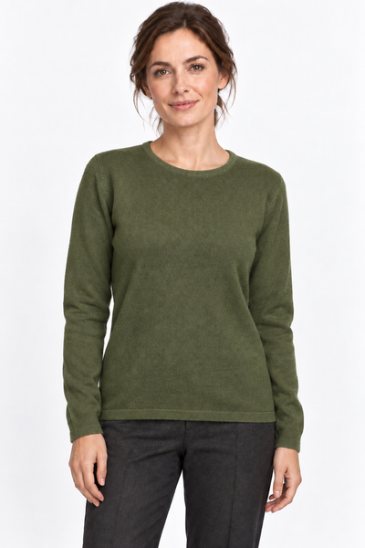 Circle – Maglia a girocollo da donna – Verde militare – Su un modello Aura [ND-1383-C9807]