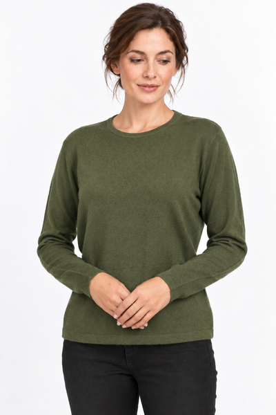 Circle – Maglia a girocollo da donna – Verde militare – Vista G081 [ND-1383-C9807]