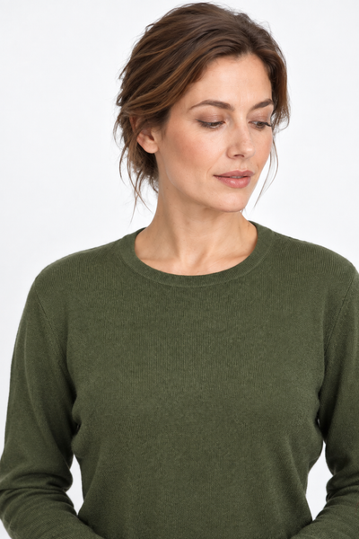 Circle – Maglia a girocollo da donna – Verde militare – Vista G082 [ND-1383-C9807]