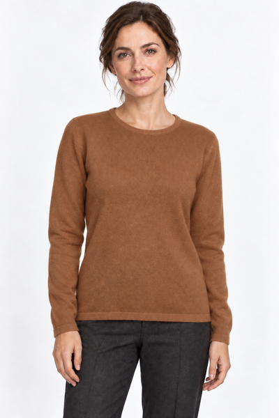 Circle – Maglia a girocollo da donna – Marrone arachide – Su un modello Aura [ND-1383-C9810]