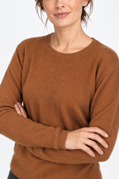 Circle – Maglia a girocollo da donna – Marrone arachide – Vista G067 [ND-1383-C9810]