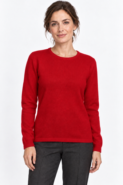 Circle – Maglia a girocollo da donna – Rosso – Su un modello Aura [ND-1383-C9812]