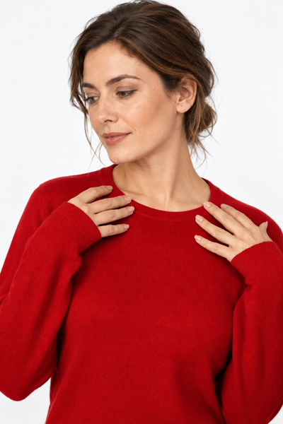 Circle – Maglia a girocollo da donna – Rosso – Vista G083 [ND-1383-C9812]