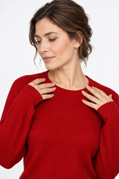 Circle – Maglia a girocollo da donna – Rosso – Vista G084 [ND-1383-C9812]