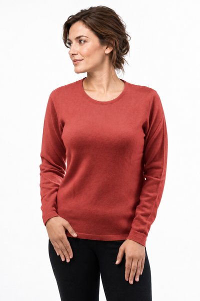 Circle – Maglia a girocollo da donna – Rosa antico – Vista G063 [ND-1383-C9824]