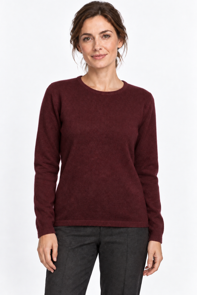 Circle – Maglia a girocollo da donna – Bordeaux – Su un modello Aura [ND-1383-C9830]