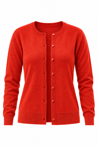 Button – Cardigan a girocollo da donna – Rosso – Foto del prodotto [ND-1385-C9934]