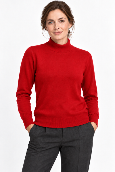 Contour – Maglia a collo alto da donna – Rosso – Su un modello Aura [ND-1387-C10056]