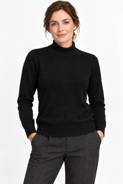 Contour – Maglia a collo alto da donna – Nero – Su un modello Aura [ND-1387-C10061]