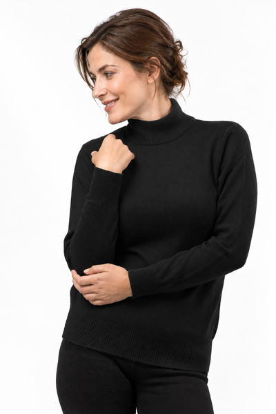 Contour – Maglia a collo alto da donna – Nero – Vista G005 [ND-1387-C10061]
