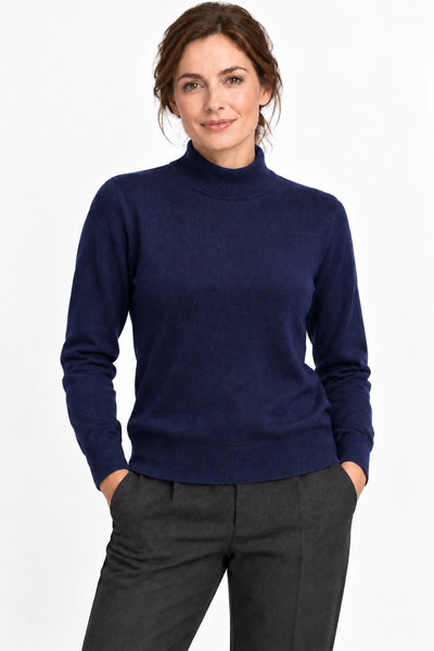 Contour – Maglia a collo alto da donna – Blu navy – Su un modello Aura [ND-1387-C10065]