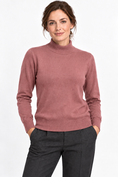 Contour – Maglia a collo alto da donna – Rosa antico – Su un modello Aura [ND-1387-C10068]