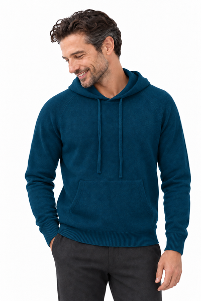 Pause – Felpa in maglia con cappuccio unisex – Petrolio scuro – Su un modello Aura [ND-1390-C10238]
