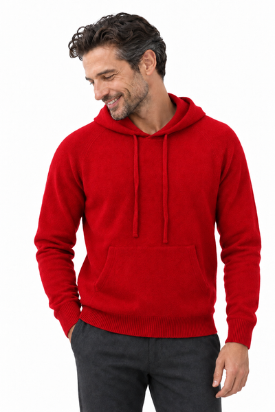 Pause – Felpa in maglia con cappuccio unisex – Rosso – Su un modello Aura [ND-1390-C10239]