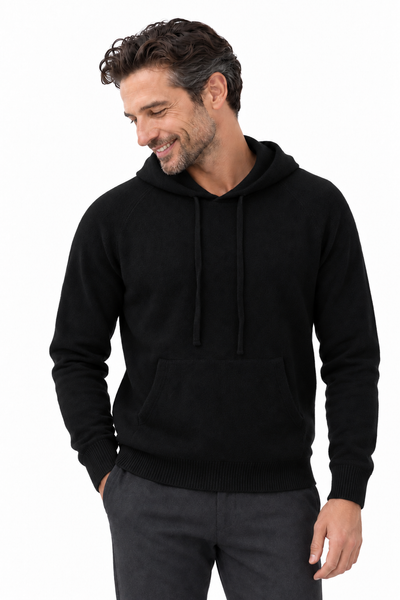 Pause – Felpa in maglia con cappuccio unisex – Nero – Su un modello Aura [ND-1390-C10244]