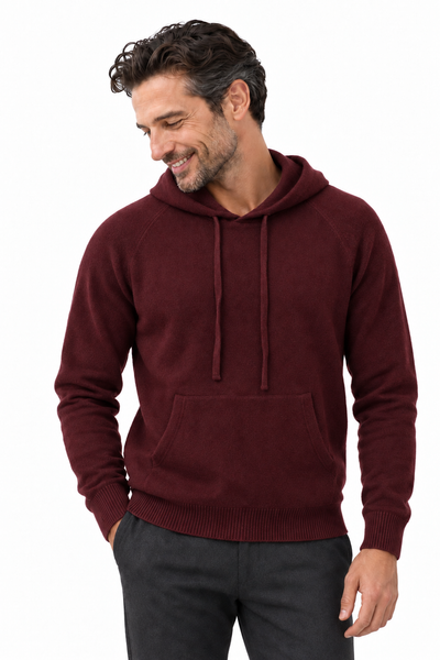 Pause – Felpa in maglia con cappuccio unisex – Bordeaux – Su un modello Aura [ND-1390-C10257]