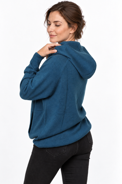 Pause Zip – Cardigan con cappuccio unisex – Petrolio scuro – Vista G160 [ND-1391-C10299]