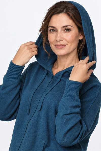 Pause Zip – Cardigan con cappuccio unisex – Petrolio scuro – Vista G161 [ND-1391-C10299]