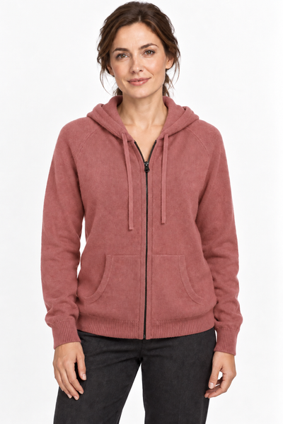 Pause Zip – Cardigan con cappuccio unisex – Rosa antico – Su un modello Aura [ND-1391-C10312]