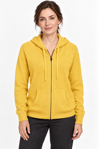 Pause Zip – Cardigan con cappuccio unisex – Giallo – Su un modello Aura [ND-1391-C10323]