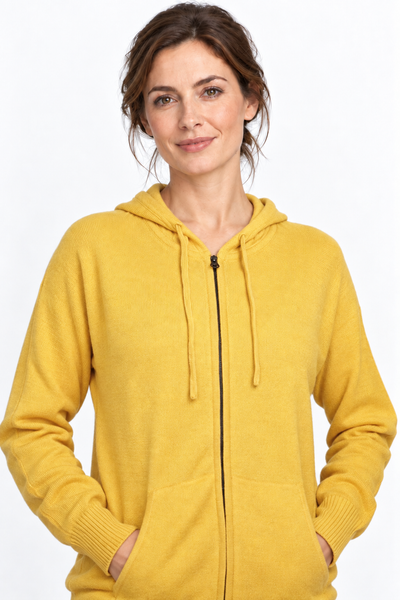 Pause Zip – Cardigan con cappuccio unisex – Giallo – Vista G158 [ND-1391-C10323]