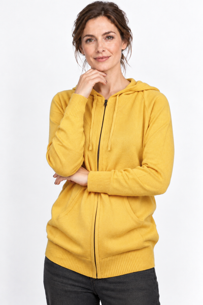 Pause Zip – Cardigan con cappuccio unisex – Giallo – Vista G159 [ND-1391-C10323]