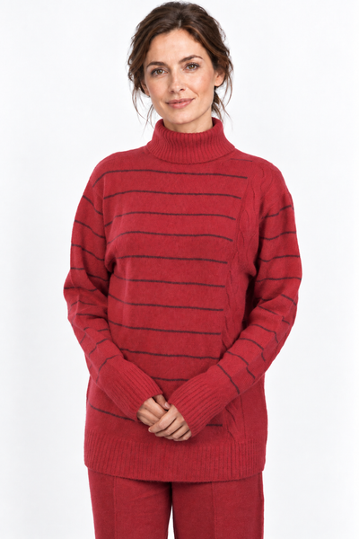 Stripe – Dolcevita a righe – Rosso rubino – Vista G099 [ND-1803-C12067]