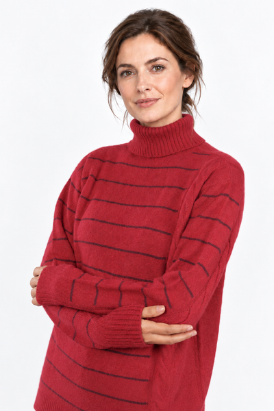 Stripe – Dolcevita a righe – Rosso rubino – Vista G100 [ND-1803-C12067]