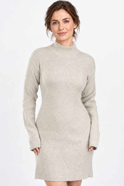 Line – Abito in maglia a coste – Grigio chiaro naturale – Vista G117 [ND-1826-C12092]