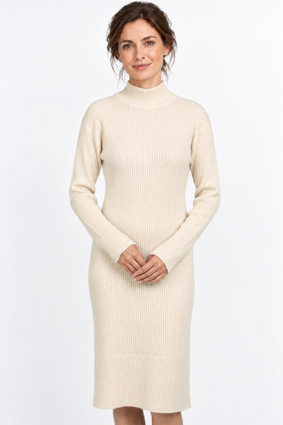 Sidecut – Abito in maglia con spacco laterale – Beige naturale – Vista G107 [ND-2090-C13122]
