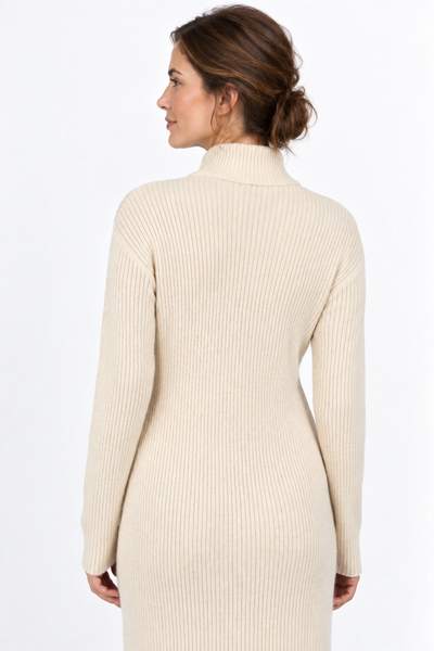 Sidecut – Abito in maglia con spacco laterale – Beige naturale – Vista G108 [ND-2090-C13122]