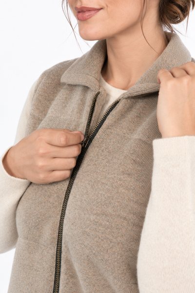 Layer – Gilet con zip – Marrone scuro naturale – Vista G125 [ND-2106-C13276]