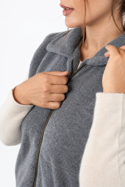 Layer – Gilet con zip – Grigio scuro naturale – Vista G127 [ND-2106-C13397]